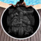 Wandlovers Cool Keltisch Odin Krieger Schwert Axt Rabe Kreuz Knoten Druck Runde Strandtüch mit Quasten Wikinger Helm Geist Nordisch Stranddecke Franse Strandwurf 59 inch