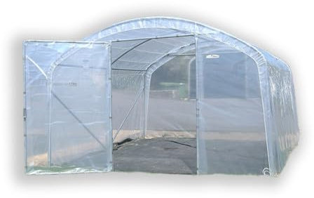 Atout Loisir Serre tunnel PRO-330 Larg 3m30, Long 8 m, Façade 2 portes simples