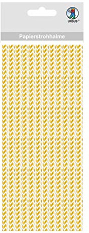 Ursus 56850007 - Papierstrohhalme mit Chevron, gold, Größe S, Länge ca. 19,5 cm, Durchmesser ca. 0,6 cm, 24 Stück, mit Folienveredelung, lebensmittelecht, zum Gestaltenm und Dekorieren