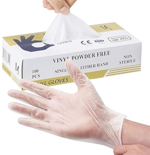 YNR Mehrzweck Vinyl Handschuhe, Puderfrei, Einweg, Extra Stark Box Von 100 - Größe M