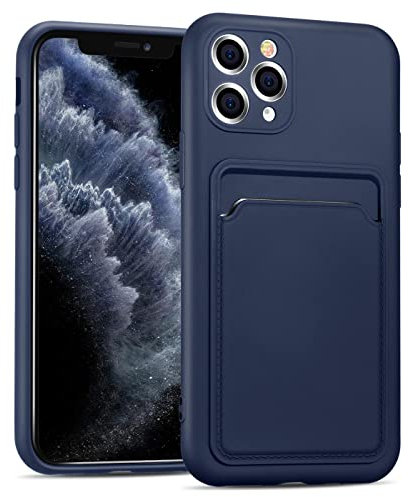 Verco Coque Silicone Compatible avec iPhone 11 Pro, Protection Antichoc avec Porte-Cartes Case en Silicone Premium pour iPhone 11 Pro Étui, Bleu