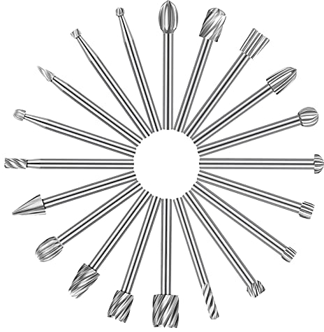 Juego de 20 brocas de tallado de madera con vástago de 3 mm, HSS diferentes rebabas para satisfacer tus diferentes necesidades, accesorios giratorios duraderos para tallado de carpintería