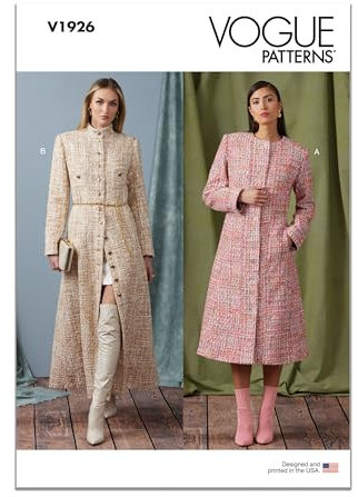 Vogue Patterns V1926B5 Misses' Coat in Two Lengths with Collar Variations B5 (8-10-12-14-16)