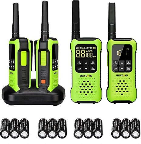 Retevis RT649P Walkie Talkie Wasserdicht, Schwimmendes Walkie Talkie IP67, 1200 mAh Aufladbar PMR Funkgerät, SOS-Alarm Walkie Talkie 4er Set zum Kajakfahren, Surfen, Angeln (4 Stück)