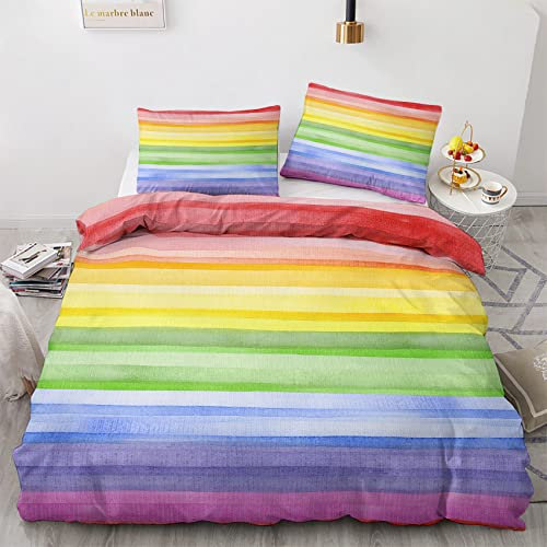 GEDAEUBA Parure Copripiumino Singolo Colorato, Copri Piumino 150x200 e Federa 50x80, Set di Biancheria da Letto Arcobaleno in Microfibra Morbido, con Cerniera