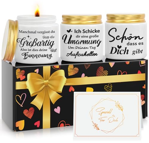 Geschenke für Frauen, Geburtstagsgeschenk für Frauen, Freundin, Kerzen, Duftkerzen im Glas, Personalisierte Geschenkset, Muttertagsgeschenke zum Mama, 3pcs kerze mit Spruch