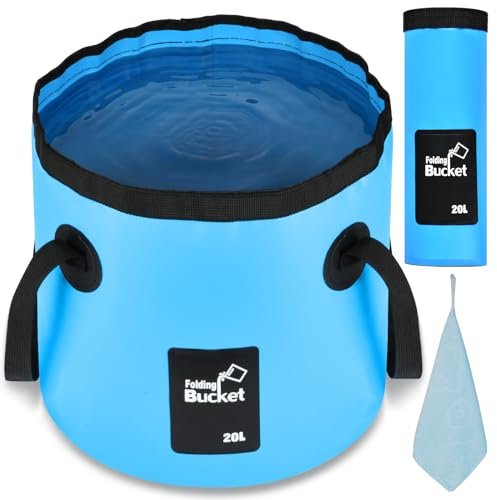 Flintronic Outdoor Faltschüssel 12L/20L, Outdoor Falteimer, Faltbarer Fischeimer, Aus Langlebigem Planen Gewebe, Als Waschschüssel, Spülwanne, Spülschüssel