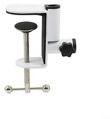 Alanmoship Staffa di montaggio da tavolo in metallo con morsetto a C, rotazione a 360°, regolabile, per supporto microfono, colore nero (bianco)