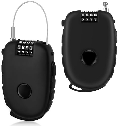 Ainiv 2pz Lucchetto Cavo Acciaio da 130 cm, con Combinazione a 4 Cifre, Lucchetto a Combinazione Retrattile, per Casco da Moto,Casco da Bicicletta, Scooter, Sci, Valigie