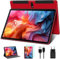 Dghrti 10 Zoll Android Tablet, 4GB RAM + 64GB ROM, WiFi, Bluetooth 5.0, GPS, Dual 8MP + 5MP Kamera, HD Touch, mit Gehäuse - Rot