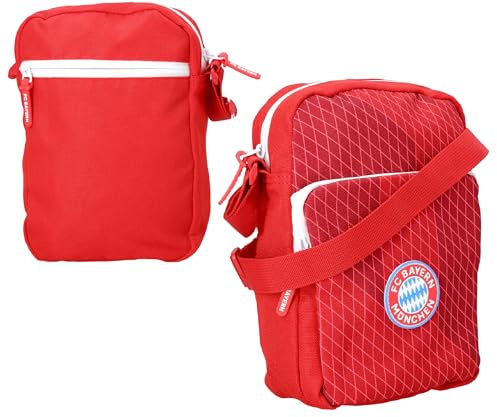 FC Bayern München Stadiontasche - Logo Badge Rubber - Rot | Schultertasche | Tasche | FCB