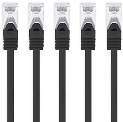1aTTack.de 5m - schwarz - 5 Stück Cat7 Netzwerkkabel SFTP Patchkabel Lankabel Rohkabel 10GB/s - 500 Mhz konfektioniert mit 2 RJ45 Stecker Cat 6a