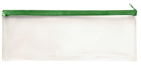 Janrax 13x5 inch Green Zip Clear Exam Pencil Case