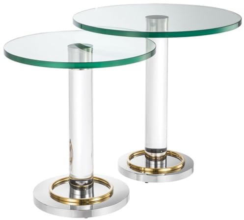 Casa Padrino Luxus Wohnzimmer Beistelltisch Set Silber/Gold - Wohnzimmermöbel