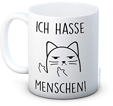 mug-tastic Ich Hasse Menschen! - Unhöfliche Katze Cat - Lustig Hochwertigen Kaffeetasse Becher