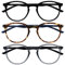 OPULIZE Met Lesebrille 3er Pack Schlank Runder Rahmen Federscharniere Kratzfest Schwarz Braun Transparent Grau Herren Damen RRR60-127 +3.00