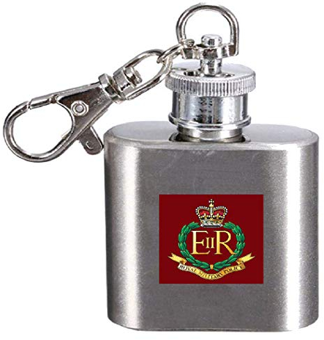 Porte-clés en forme de flasque de police militaire royale gravé.