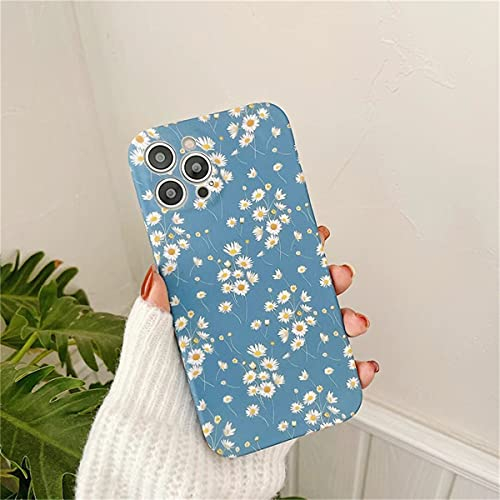 EYZUTAK Phone Case for iPhone 11 6.1 inch, Cute Daisy Flowers Pattern Shockproof Soft TPU Cover Slim Thin Floral Print Anti Slip Bumper Girly Women Protective Case - Blue