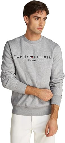 Tommy Hilfiger Men’s Logo Sweatshirt without Hood, Grey (Light Grey Heather), M