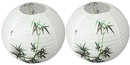 PiniceCore 2 Stücke 35 cm Lampenschirm Papier Laterne Chinesisch Bambus Muster Lampenschirm Orientalische Stil Leichte Dekoration