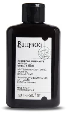 Bullfrog Anti-Yellow Illuminating Shampoo, Shampoo für graues, weißes oder gebleichtes Haar und Bart, blaue Pigmente, 95,3% natürliche Inhaltsstoffe, entfernt Vergilbungen und verleiht Glanz, 150 ml