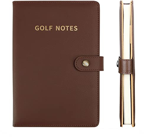 KOFULL Porte-carte de score de golf en cuir 200 pages de compétition Deluxe Golf Yardage Book Golf Carte de score sans livre Cadeau pour homme femme