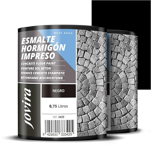 JOVIRA PINTURAS Smalto per cemento stampato, Resina per il ripristino di pavimenti in cemento, (Nero, 750 ml (Confezione da 2))