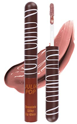 Glitzer-Lipgloss, Schokoladen-Lipgloss, Feuchtigkeitsspendender Lipgloss, Glänzender Lipgloss-Lippenstift, feuchtigkeitsspendender Lipgloss, leicht zu färben, Schokolade, hochpigmentiert (05 Rose)