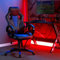 X-Rocker Maverick Gaming Racing Desk Chair, Adjustable Computer Office Chair with Mid-Back Support, PU Leather Height Adjustable Swivel Base with Natural Lumbar Support Curve - Black/Blue