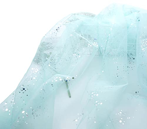 Wambere 160cm x 1m Tüll Stoff,Glitzer Tüll Dekostoff mit kleine Pailletten Dekostoff Tüll Stoff für Hochzeit Party Bankett Deko Handwerk Hochzeit Tischedeko Geschenk Bogen Dekostoff,Grün