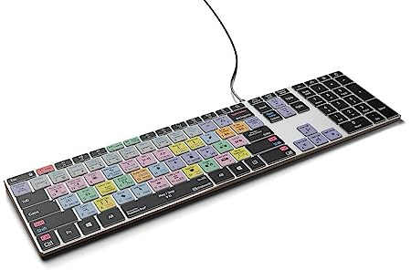 KB Covers Adobe Premiere Pro Backlit Aluminum Keyboard - Windows - US | 150+ Color-Coded Editing Keys, Video Editing Keyboard, US Layout, Wired USB-C, for Windows PC, Zero Latency