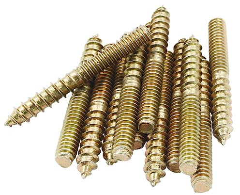 Biaungdo 1/4-20 x 2 Inch Hanger Bolts, 12 Pcs Self-Tapping Screw Hanger Bolts Double Headed Bolts Wood Dowel Screw Bolts Furniture Accessories for Wood Joint