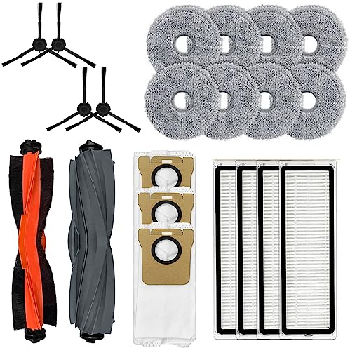 Moupaa Kit d'accessoires 21 pièces pour Dreame L20 Ultra, pour aspirateur Robot Dreame X20 Pro/X20 Pro Plus, 2 brosses principales, 3 Sacs à poussière, 4 filtres, 4 brosses latérales, 8 serpillères