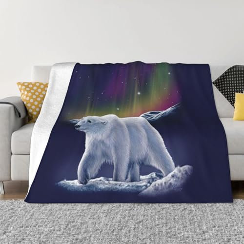 Northern Lights Polar Bear Multi Size Flanelldecke (horizontaler Stil) Plüsch Sofa Decke Plüsch Bettlaken Decke