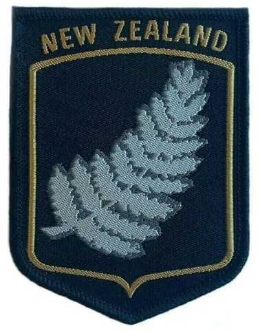 Aufnäher Neuseeland Silber Farn (7,6 cm) gewebte Stickerei zum Aufbügeln / Aufnähen Abzeichen Souvenir Flagge Wappen Emblem DIY Geschenk Patches