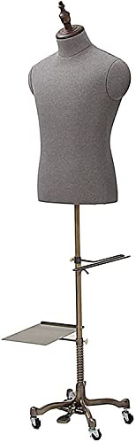Schaufensterpuppe, Schneiderpuppe, Dressform, männliche Schaufensterpuppe, höhenverstellbar, mit Schuh- und Hosenständer, rollendes Schneiderpuppenmodell (Gold-Basisständ