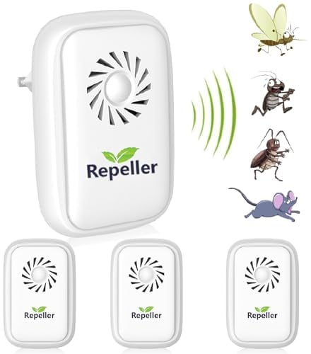 ltraschall für Mäuse, Mückenschutz,elektrischer Ultraschall-Abwehr, Anti-Mücken, Innenbereich, Anti-Toppen, Insekten, Mücken, Kakerlaken, Ratten, Formen, Spinnen, 4 Stück