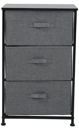SVITA Schubladenregal OLE Aufbewahrungsschrank Metall 3 Stoffschubladen 45x30x73cm (BxTxH) modern minimalistisch Schlafzimmer Wohnzimmer Flur Schwarz/Grau