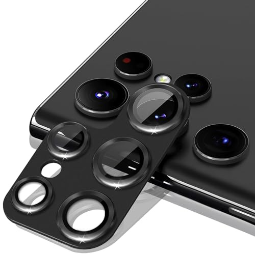 NicMool Protezione Fotocamera Compatibile con Samsung Galaxy S24 Ultra 5G, Vetro Temperato Obiettivo Posteriore, Lega di Alluminio Pellicola Protettiva Fotocamera per Galaxy S24 Ultra 5G - Nero