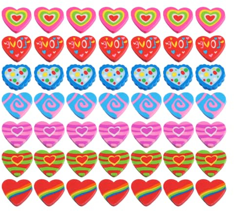 NyxSeat 49 Stück Bunte Herzförmige Radiergummis, Knet-Radiergummis, Kindergeschenke, Schulbedarf, Schülerpreise, Thermoplastisches Gummi, Herz, Löschpapier, Multicolored