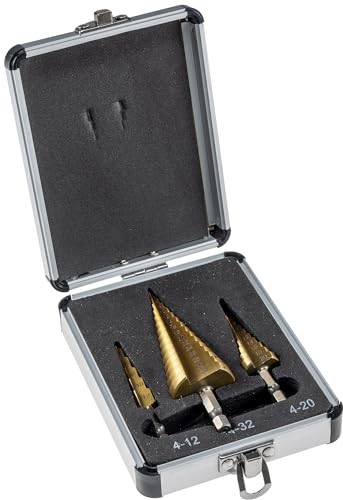 ChiliTec Stufenbohrer Set 3-teilig 4-32mm Kegelbohrer aus HSS Edelstahl 10mm Bohrfutter Aufnahme geeignet für Metall Plastik Kunststoff Holz