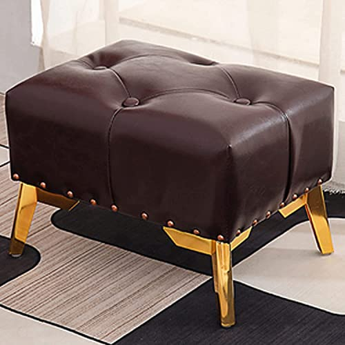 Rechteckige Sofabänke aus Leder mit Beinen aus Titanmetall, leichter Luxus-Schuhhocker mit niedriger Fußstütze, tragbarer gepolsterter Sitz, Heimdekoration-D-15,7 * (A 15,7 * 11,8 * 11,8 Zoll) ho