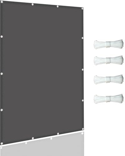 Tenda da Sole per Esterno 5 x 6 m Rettangolare Impermeabile Vela Ombreggiante Parasole, Protezione UV e Antipioggia Parasole con Corda di Nylon, per Esterno Giardino, Antracite