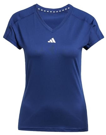 adidas Femme AEROREADY Train Essentials Minimal Branding V-Neck Tee, Dark Blue/White, M