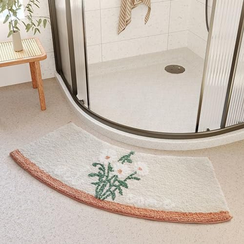 LHTCCSHL Duschvorleger Eckdusche, Duschvorleger Halbrund rutschfeste, Waschbar Duschvorleger Runddusche Hochflor Aus Mikrofaser (Color : A, Size : 42x100cm)