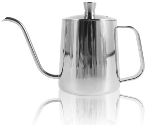 Pour Over Kettle, 350ml Kettle Spout Coffee Tea Pot with Handle, Stainless Steel Pour Over Coffee Kettle for Coffee Maker Carafe,Travel Coffee Maker Outdoor(Silver)