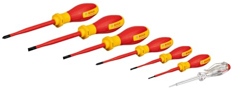 Bosch Professional VDE - Set di cacciaviti SL/PH (con tester di fase unipolare, 7 pezzi)