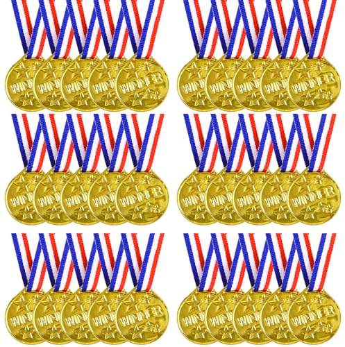 SULOLI 30 Stück Medaillen für Kinder, Goldmedaille mit Halsbändern | Kunststoff-Medaille, Belohnung für Schulspiele