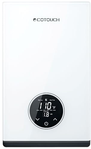 ECOTOUCH - Calentador de agua eléctrico sin tanque, 8 kW, 240 V, bajo demanda, calentador de agua caliente eléctrico bajo fregadero, punto de uso con ECO80S auto-modulador, color blanco
