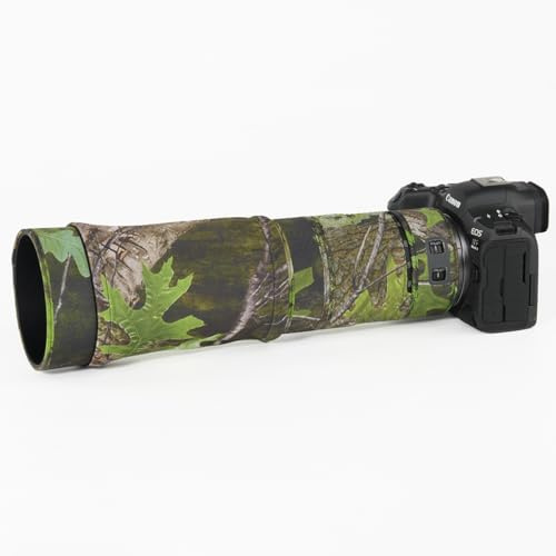 CHASING BIRDS Camouflage Waterproof Lens Coat for CANON RF 100-400mm F5.6-8 IS USM Rainproof Lens Protective Cover (Green Leaf Camouflage, With Extender RF 1.4X)